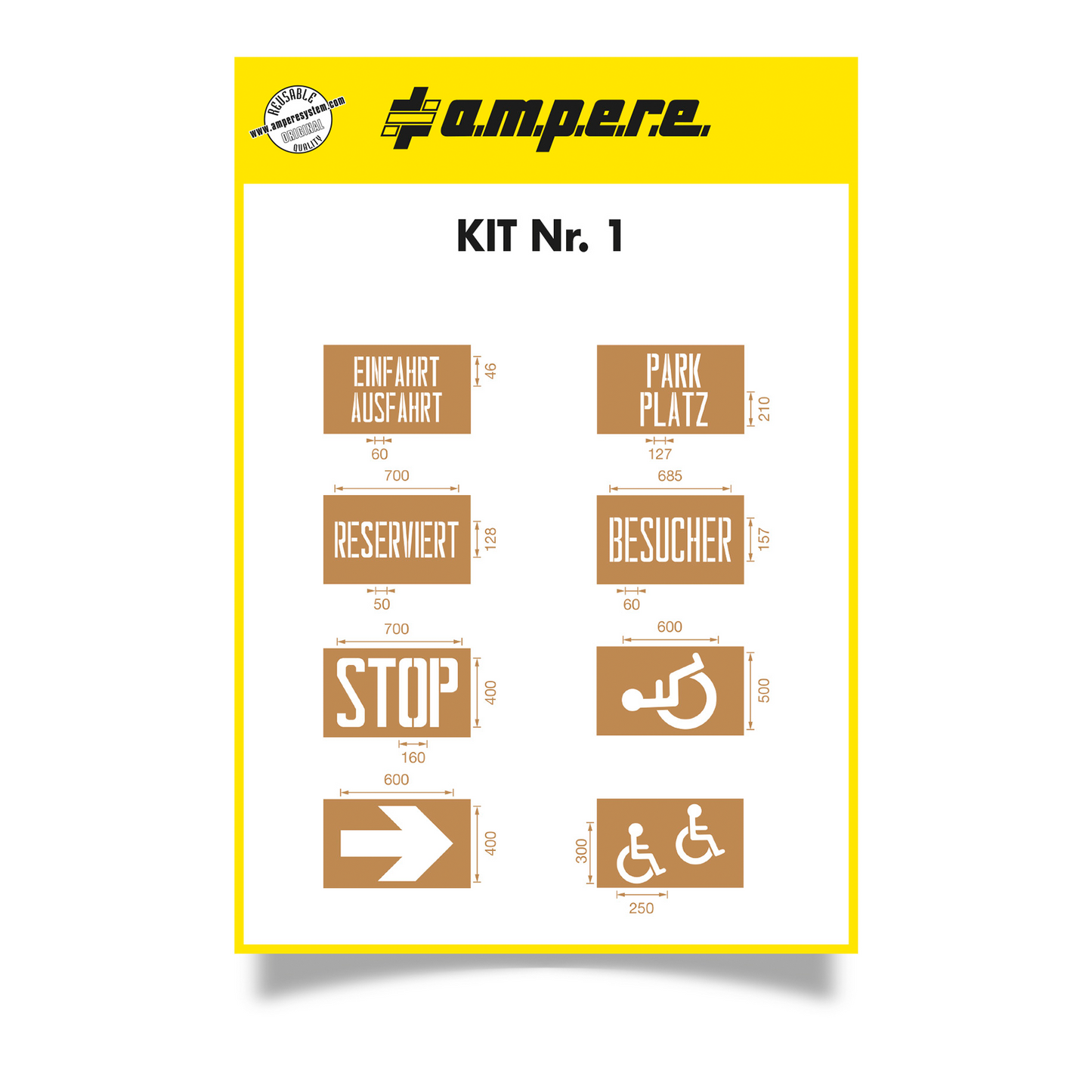 A.M.P.E.R.E Schablonensatz Parken Kit 1