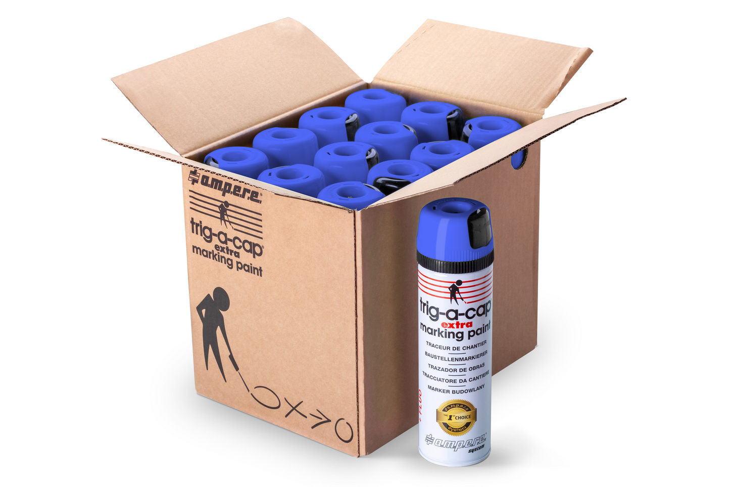 A.M.P.E.R.E Trig-A-Cap Extra Baustellenmarkierspray 12 Dosen Karton