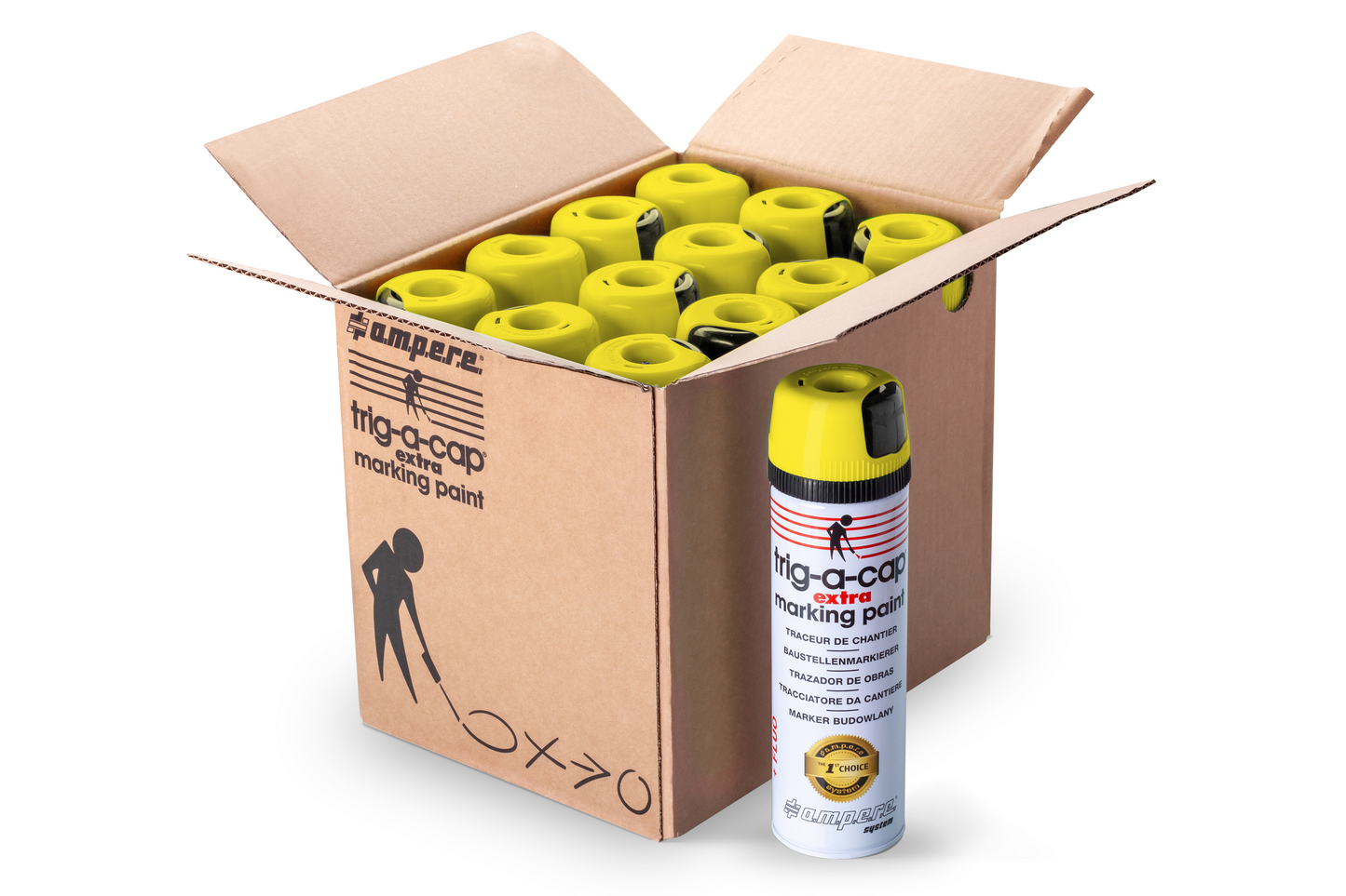 A.M.P.E.R.E Trig-A-Cap Extra Baustellenmarkierspray 12 Dosen Karton