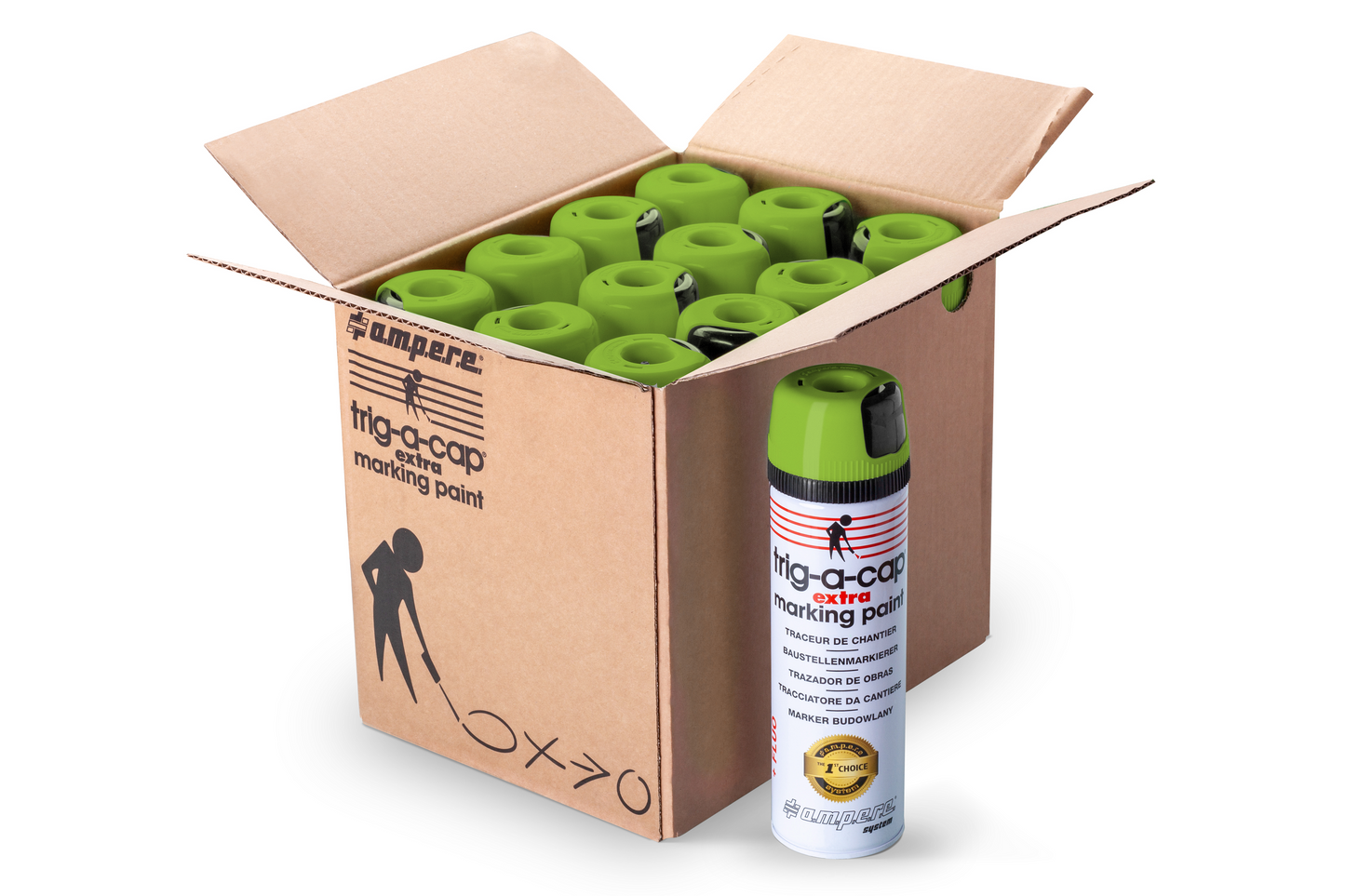 A.M.P.E.R.E Trig-A-Cap Extra Baustellenmarkierspray 12 Dosen Karton