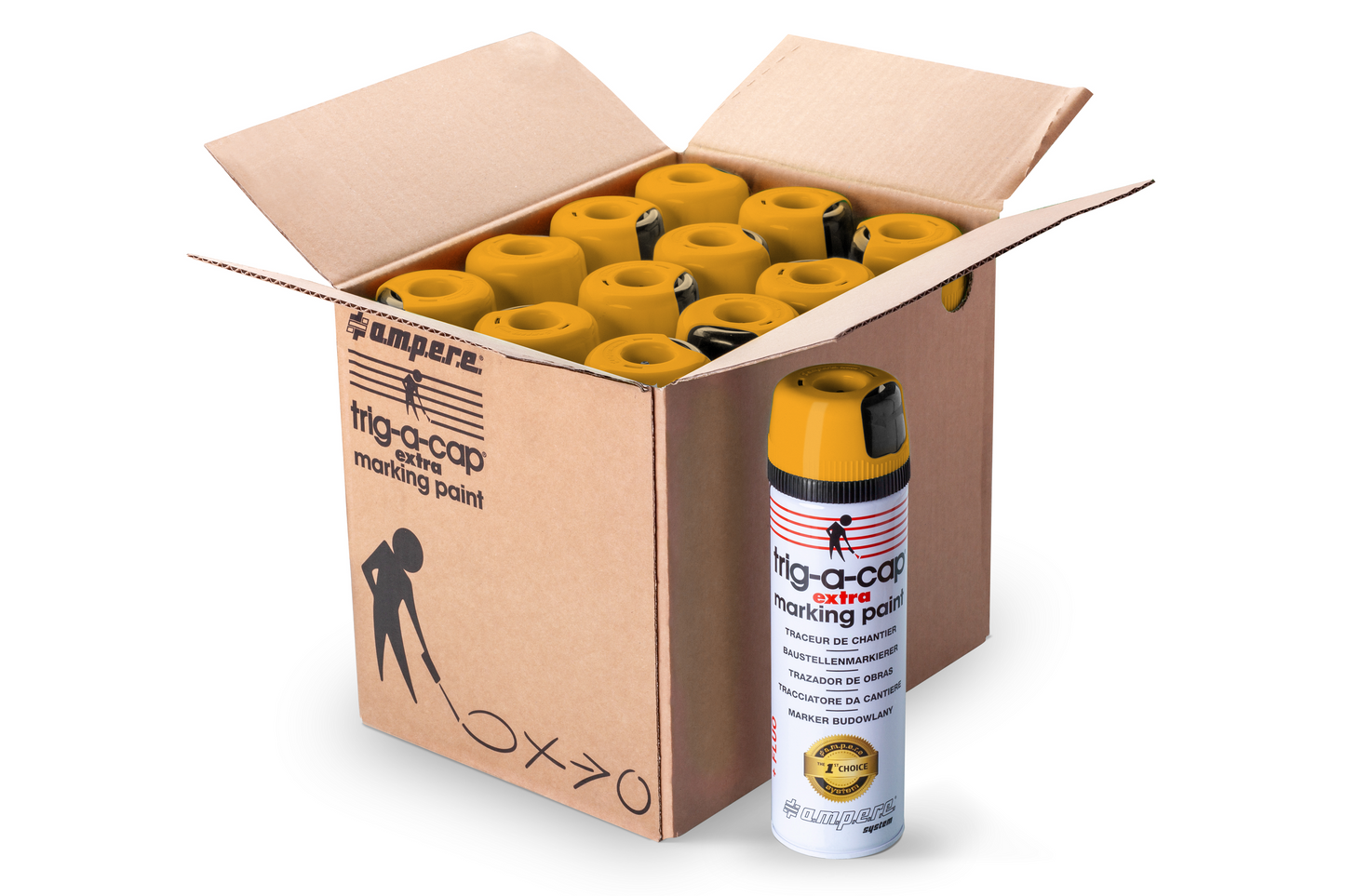 A.M.P.E.R.E Trig-A-Cap Extra Baustellenmarkierspray 12 Dosen Karton