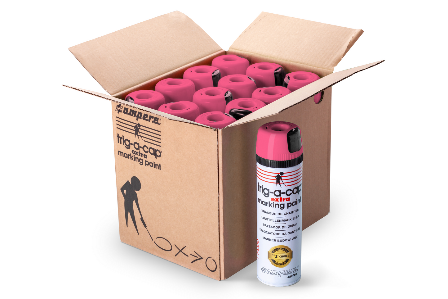 A.M.P.E.R.E Trig-A-Cap Extra Baustellenmarkierspray 12 Dosen Karton
