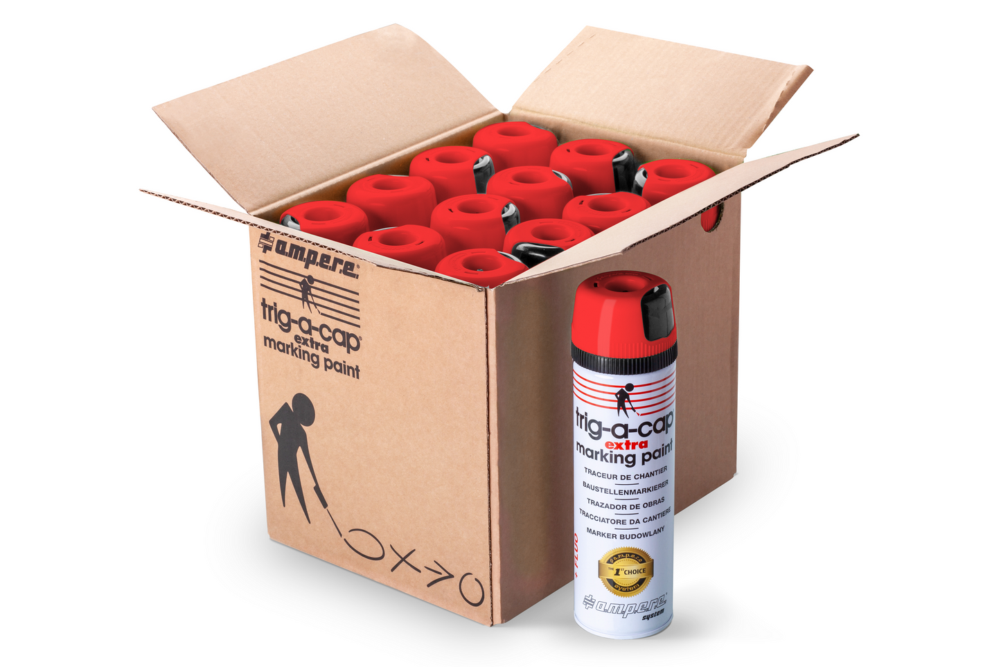 A.M.P.E.R.E Trig-A-Cap Extra Baustellenmarkierspray 12 Dosen Karton