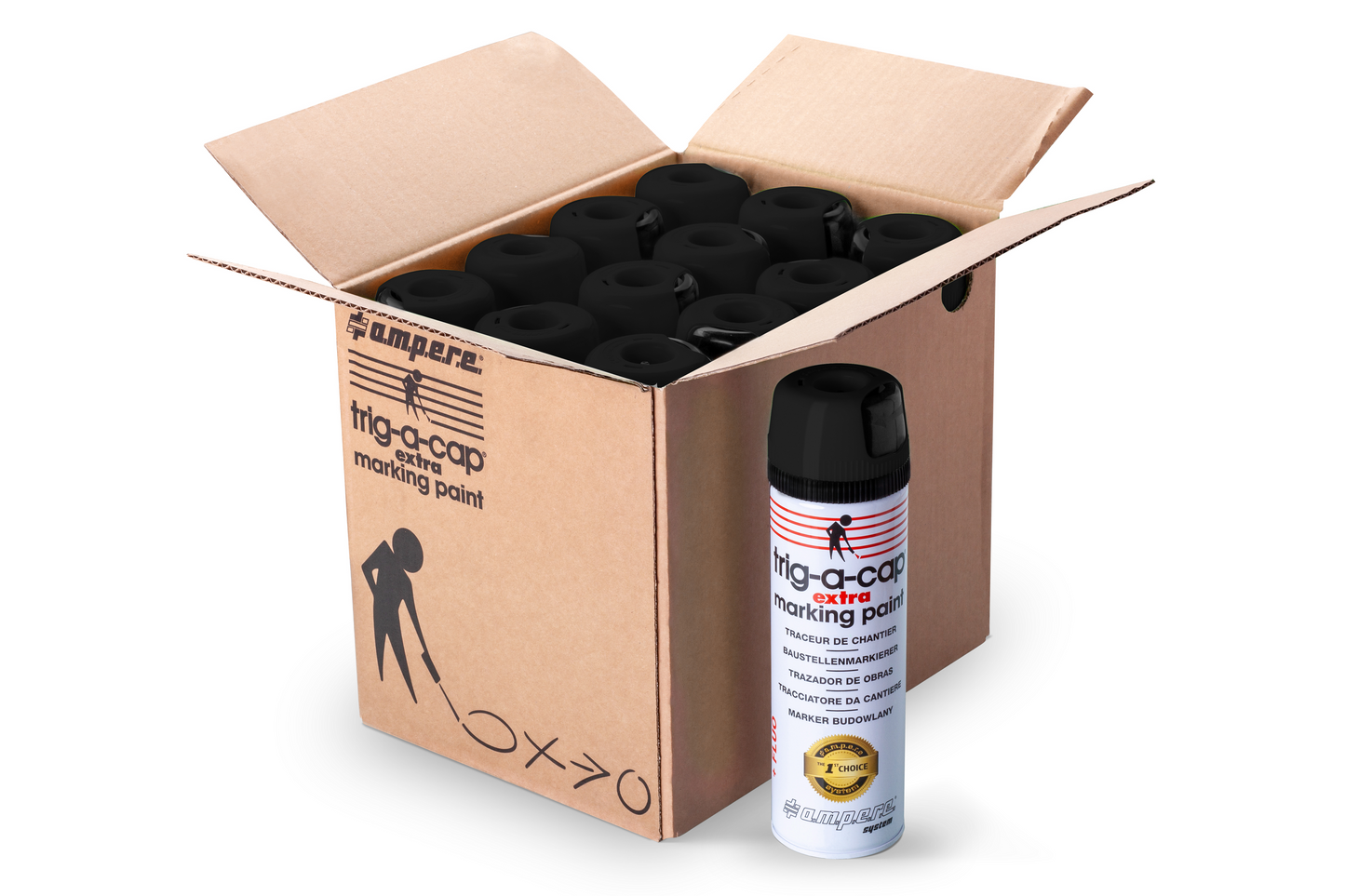 A.M.P.E.R.E Trig-A-Cap Extra Baustellenmarkierspray 12 Dosen Karton