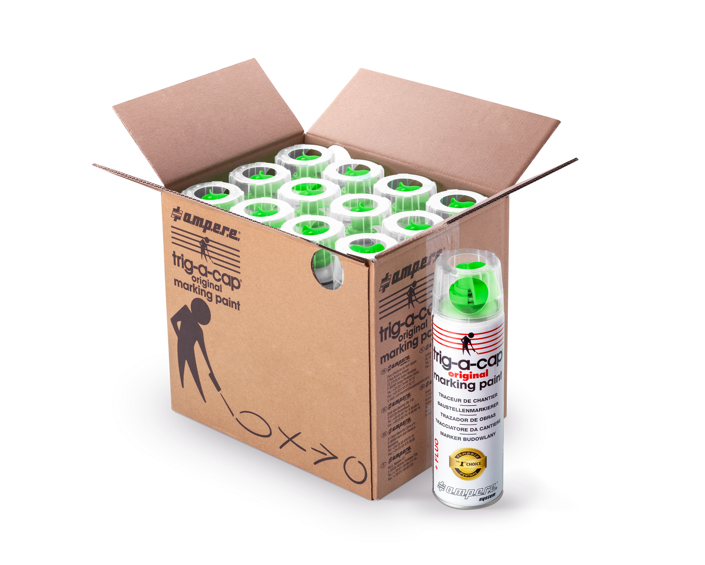 A.M.P.E.R.E Trig-A-Cap Original Baustellenmarkierspray 12 Dosen Karton