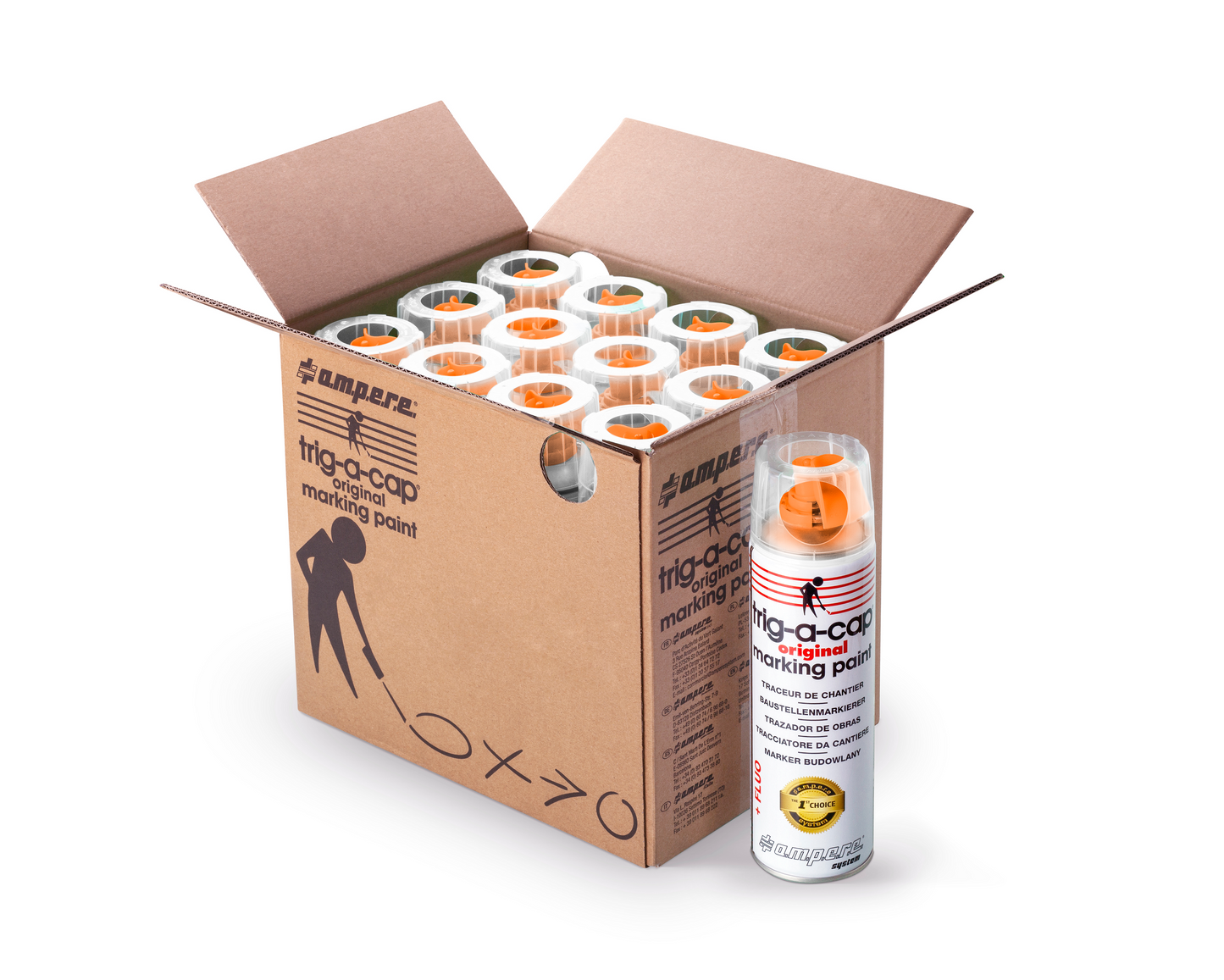 A.M.P.E.R.E Trig-A-Cap Original Baustellenmarkierspray 12 Dosen Karton