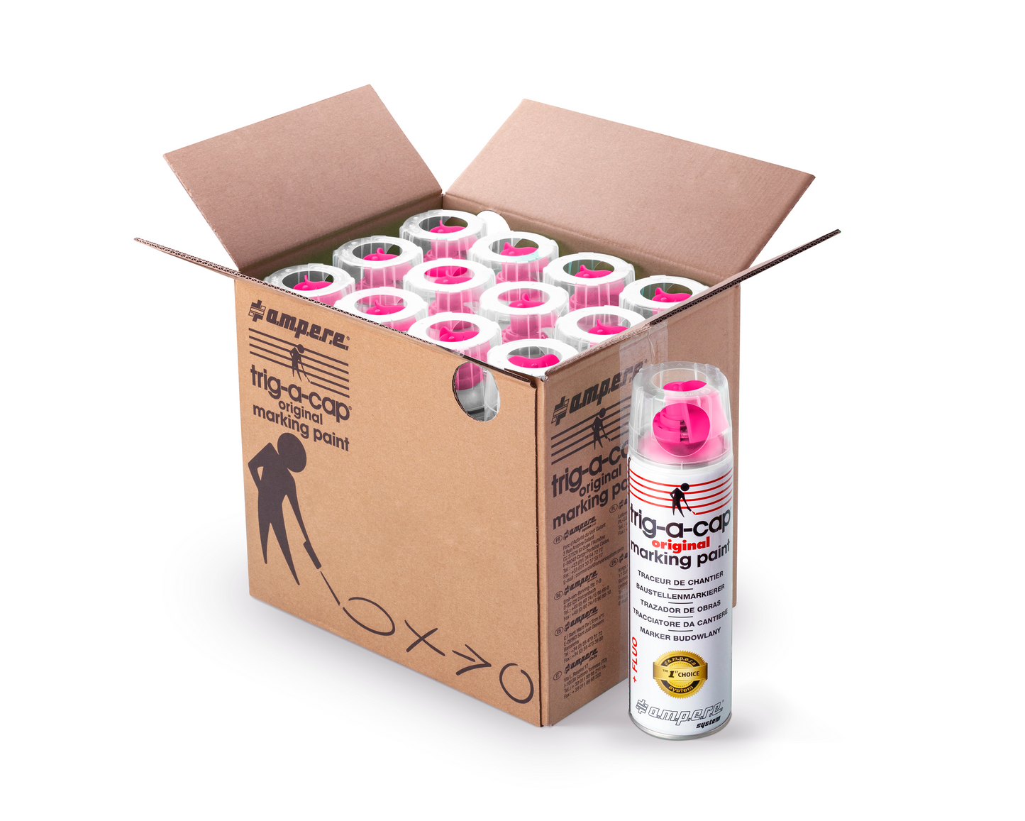A.M.P.E.R.E Trig-A-Cap Original Baustellenmarkierspray 12 Dosen Karton