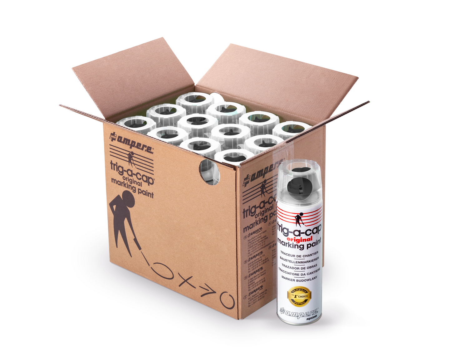 A.M.P.E.R.E Trig-A-Cap Original Baustellenmarkierspray 12 Dosen Karton