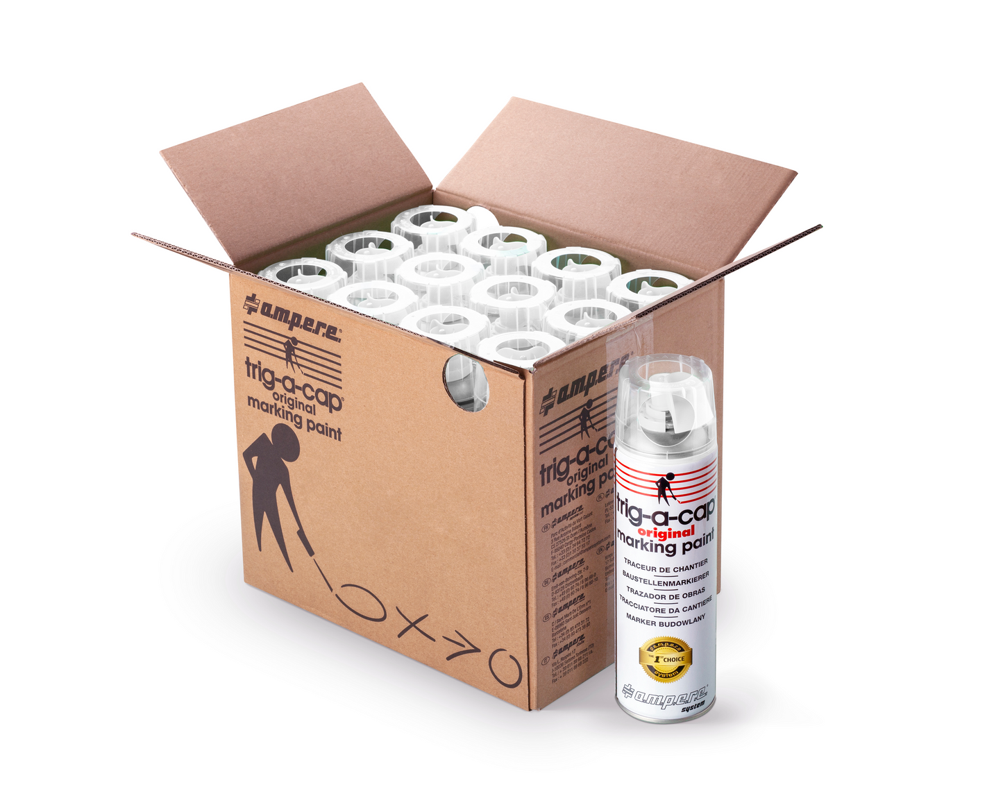 A.M.P.E.R.E Trig-A-Cap Original Baustellenmarkierspray 12 Dosen Karton